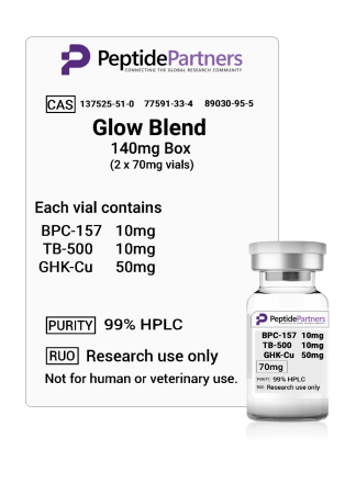 GLOW Blend: BPC-157/TB-500/GHK-Cu (70mg vials)