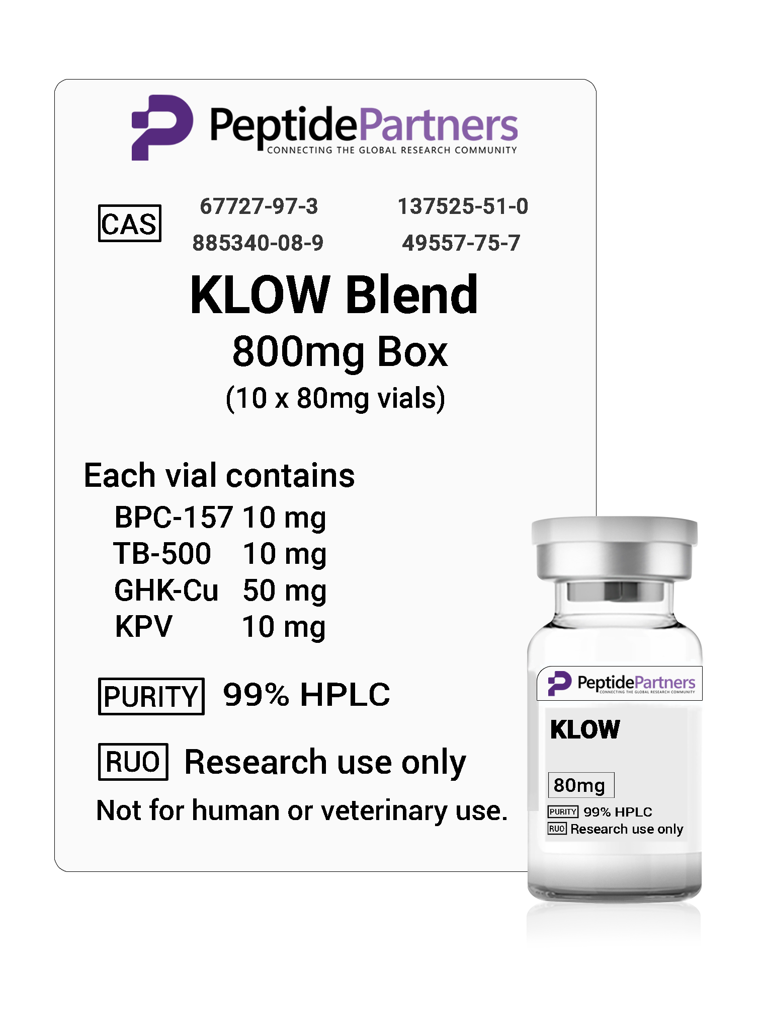 KLOW Blend: BPC-157/TB-500/GHK-Cu/KPV (80mg vials) - Image 3